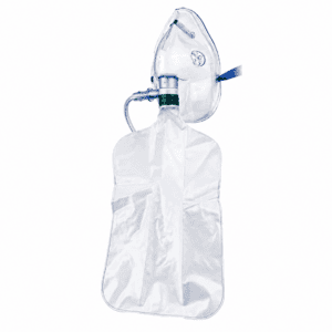 Mascarilla para oxígeno adulto con bolsa reservorio.